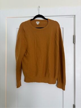 J.Crew "Knit for J.Crew" Textured Fine Knit Crewneck Sweater Marigold Gold L